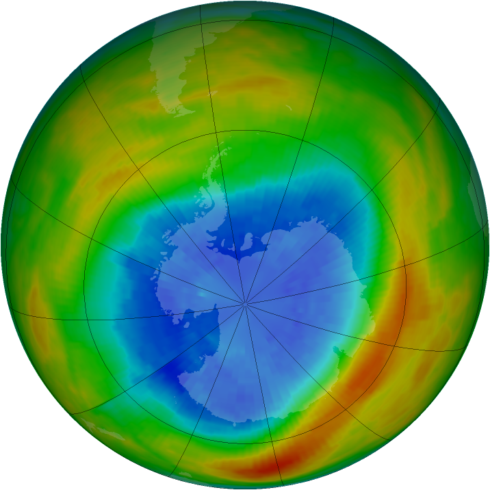Antarctic ozone map for 19 September 1983